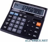 Citizen 158147 calcolatore scrivania ct-555n 12 voti, doppio Alimentazione 130 128 34 mm nero 2208383
