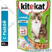 Kitekat alimentazione per pesce gatto «Kitekat» pesce a salsa di salsa 85 g.