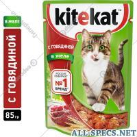 Kitekat alimentazione per pesce gatto «Kitekat» Carni bovine a gelatina 85 g.